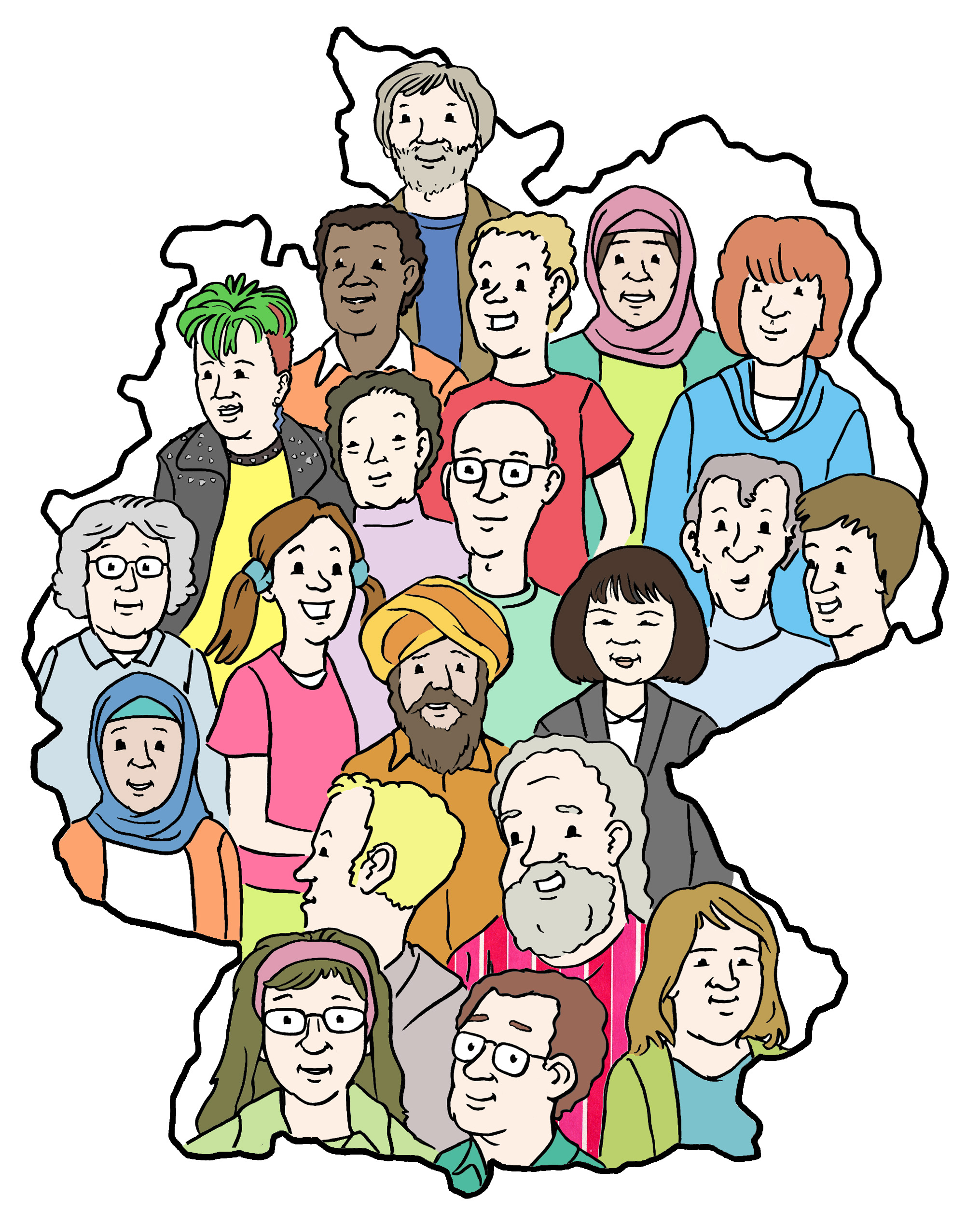 Illustration von Menschen in Deutschland